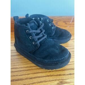 UGG Children's Size 10 Side Zip Suede Black 1017320T Boot Toddler